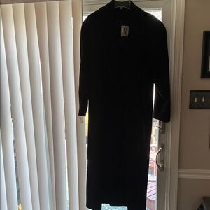 Jones New York Black Long Sleeve Knee-Length wool dress coat